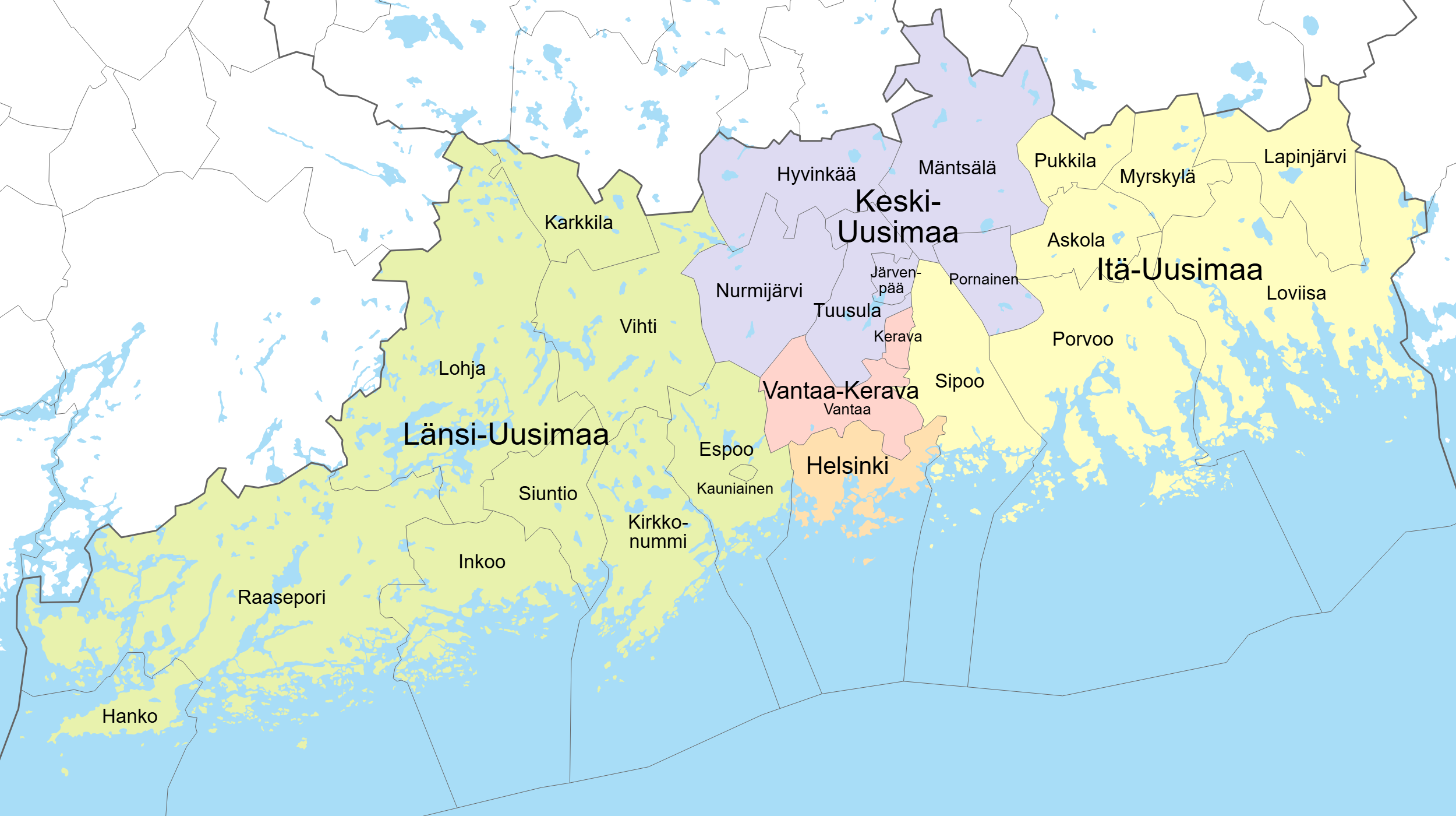 Service area map – Uusimaa